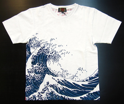 和柄Tシャツ 荒波に桜